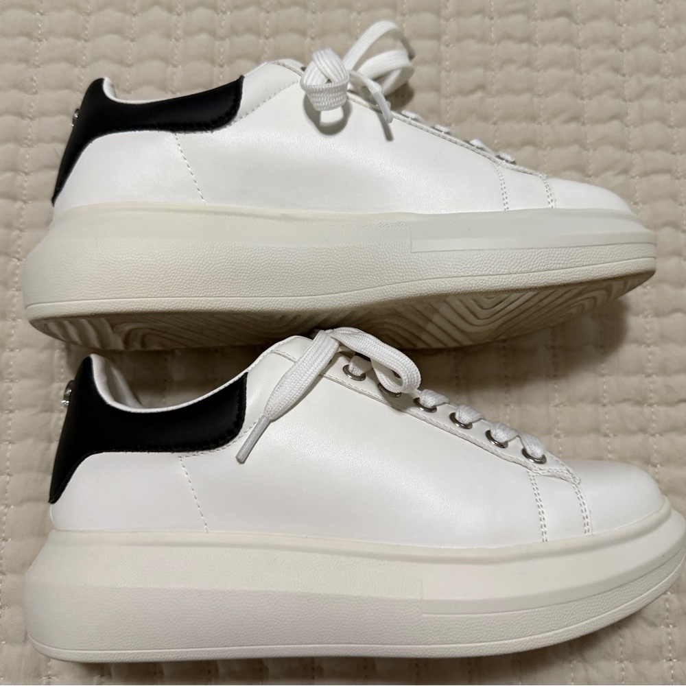 Steve Madden White and Black Platform Sneakers